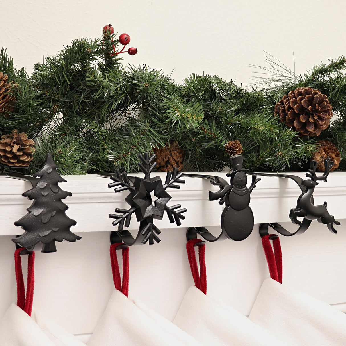 Stocking Holder - The Original MantleClip?« Stocking Holder With Removable Metal Holiday Icons, 4 Pack - Assorted Matte Black