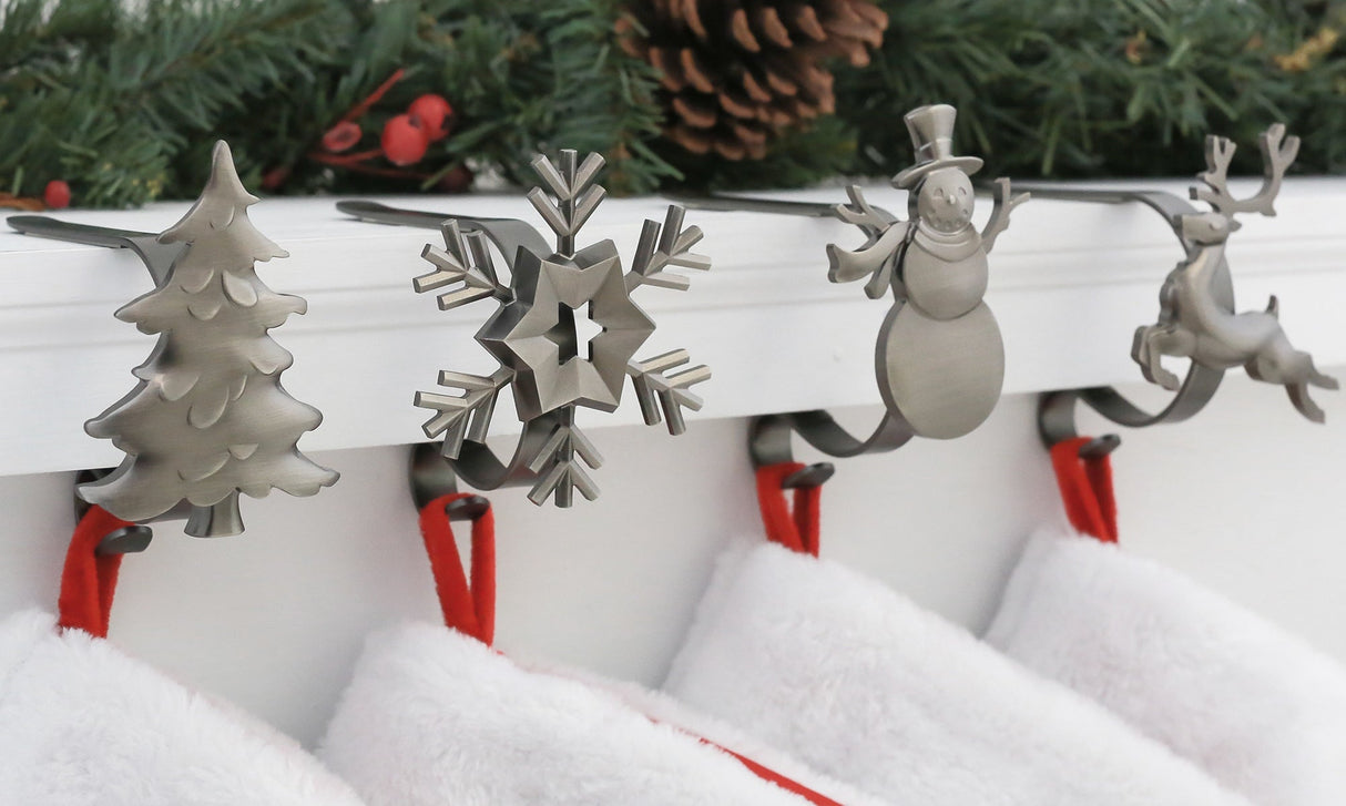 Stocking Holder - The Original MantleClip?« Stocking Holder With Removable Metal Holiday Icons, 4 Pack - Assorted Pewter