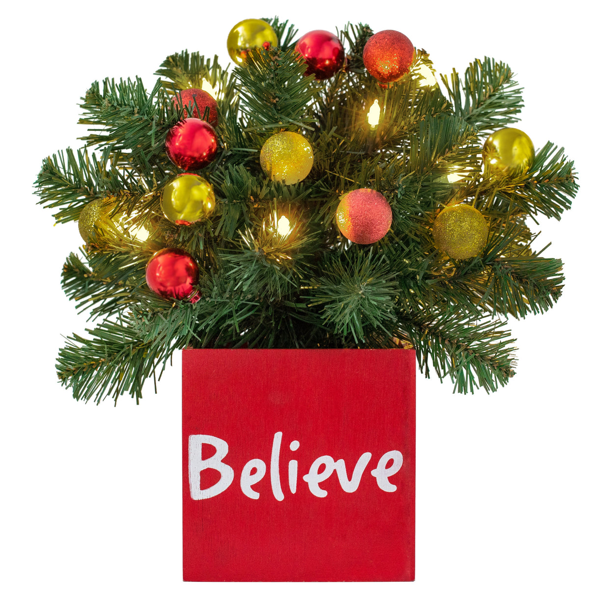 Tabletop Decor - 13 Inch Believe Classic Greenery Christmas Decoration