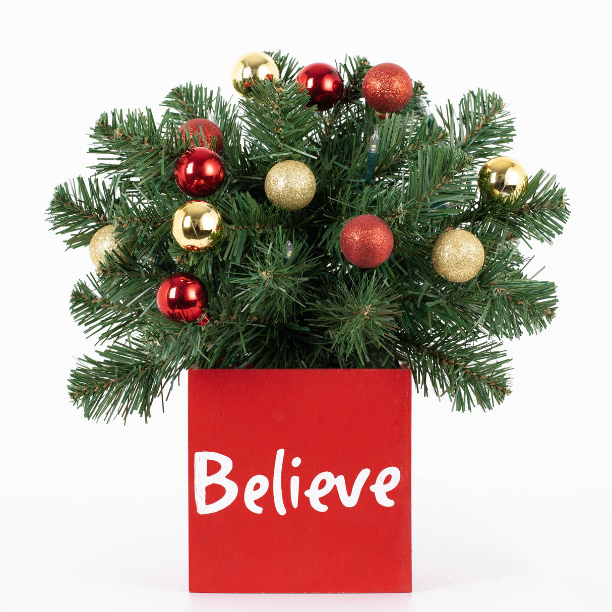Tabletop Decor - 13 Inch Believe Classic Greenery Christmas Decoration