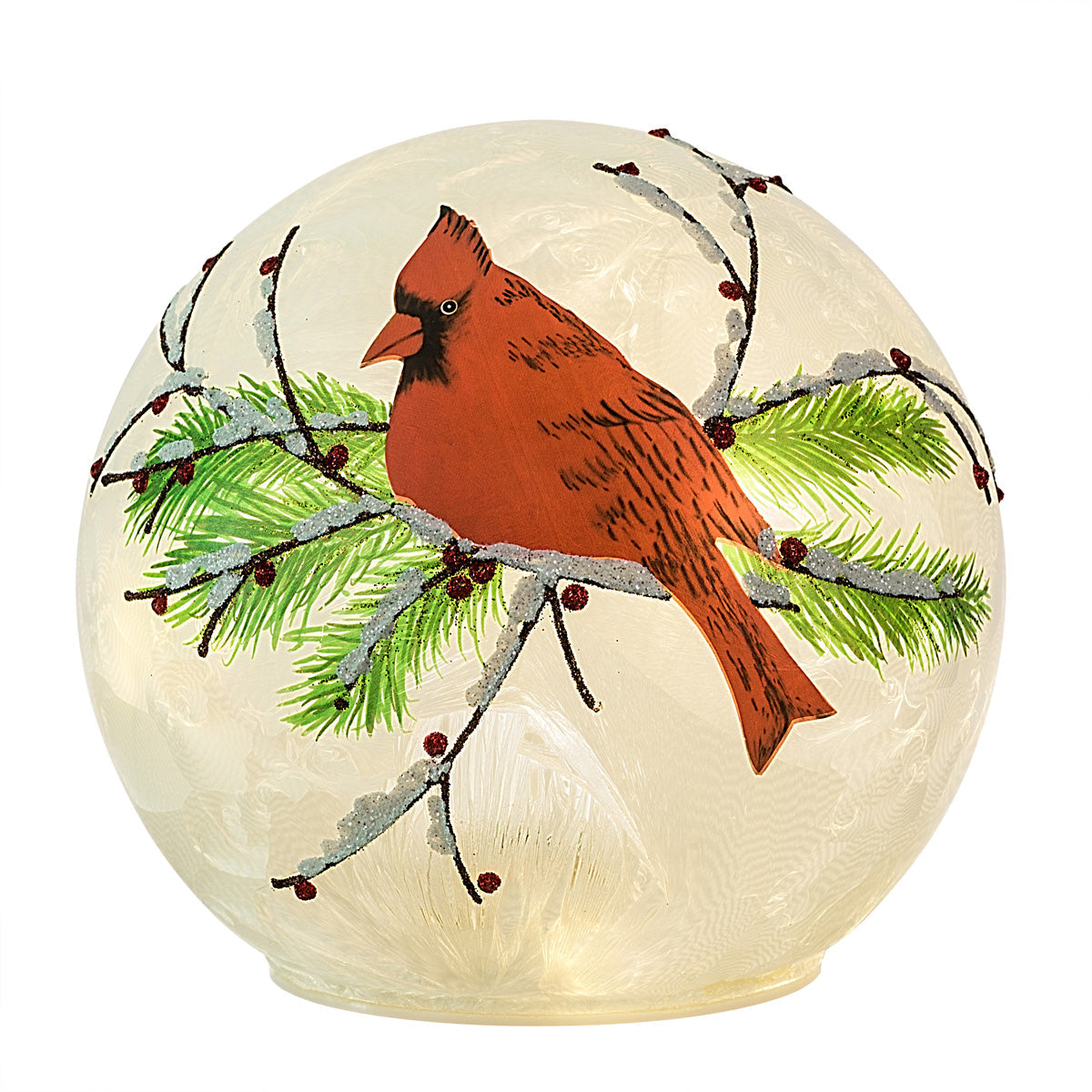 Tabletop Decor - 6 Inch Diameter Cardinal Christmas Globe