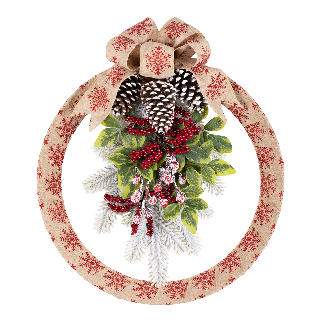 Wreath - 18 Inch Snowflake Homespun Christmas Wreath