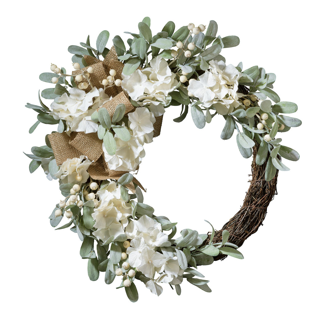 Wreath - 22 Inch Round Grapevine Hydrangea Wreath