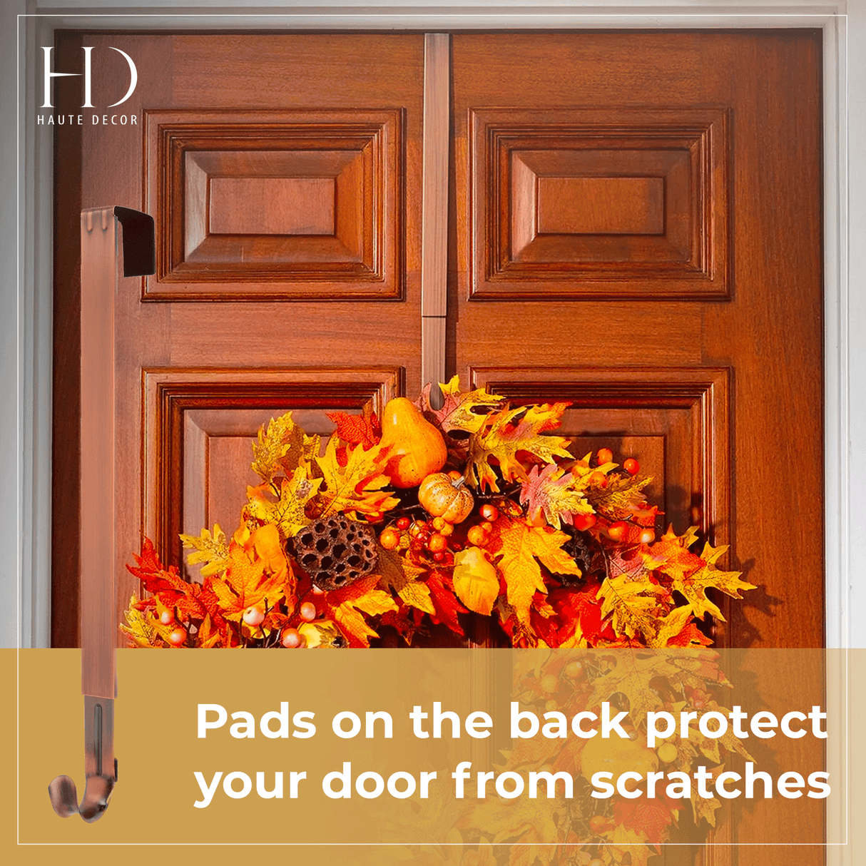 Wreath Hangers - Adapt?äó Adjustable Length Wreath Hanger - 2 Pack - Brushed Copper