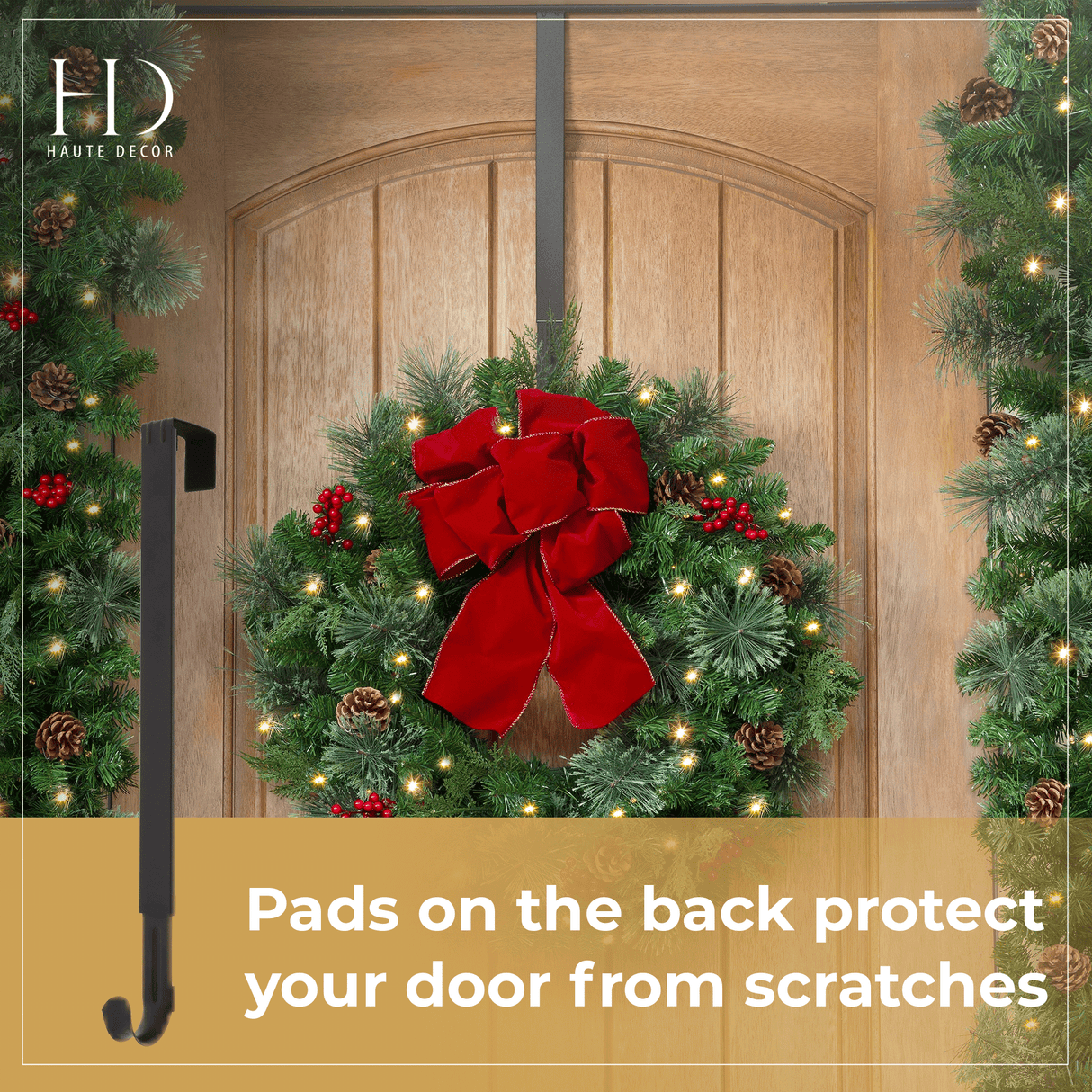 Wreath Hangers - Adapt?äó Adjustable Length Wreath Hanger - 2 Pack - Matte Black