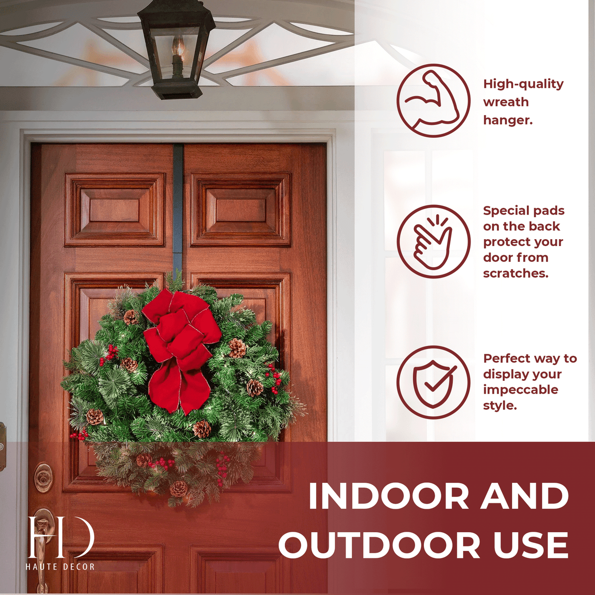 Wreath Hangers - Adapt?äó Adjustable Length Wreath Hanger - 2 Pack - Matte Black