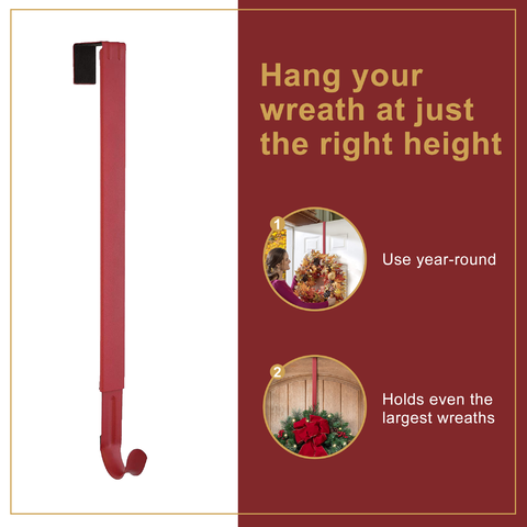 Wreath Hangers - Adapt?äó Adjustable Length Wreath Hanger - 2 Pack Red