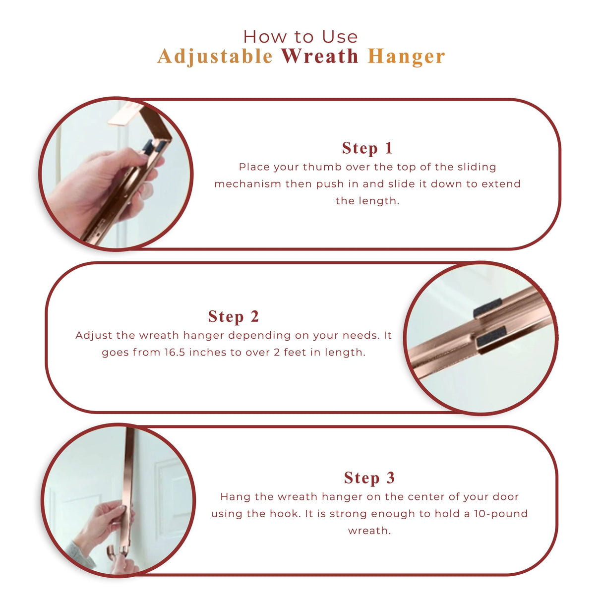 Wreath Hangers - Adapt?äó Adjustable Length Wreath Hanger - Oil Rubbed Bronze 10 Lb Capacity