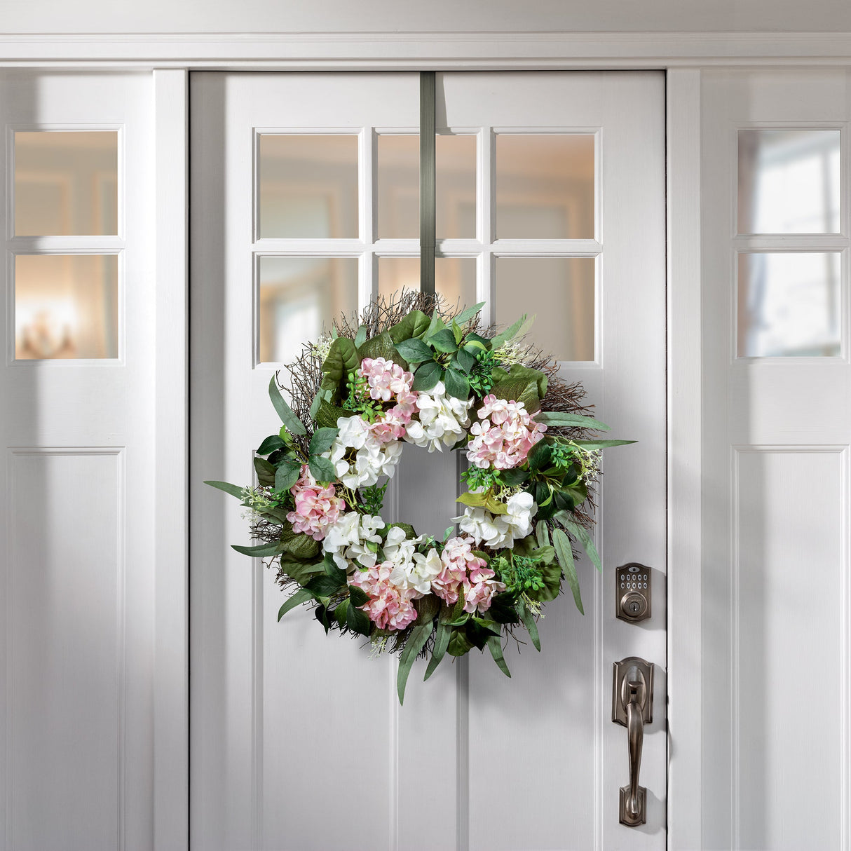 Wreath Hangers - Adapt?äó Adjustable Wreath Hanger, Top & Length Adjustable Version - Brushed Nickel