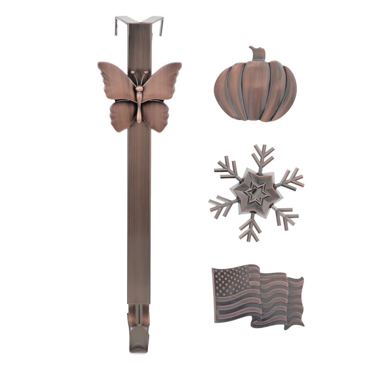 Wreath Hangers - Adapt?äó Adjustable Wreath Hanger, Top & Length Adjustable With 4 Interchangeable Icons - Oil-Rubbed Bronze