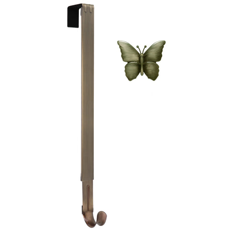 Wreath Hangers - Adapt?äó Adjustable Wreath Hanger With Butterfly Icon - Antique Brass