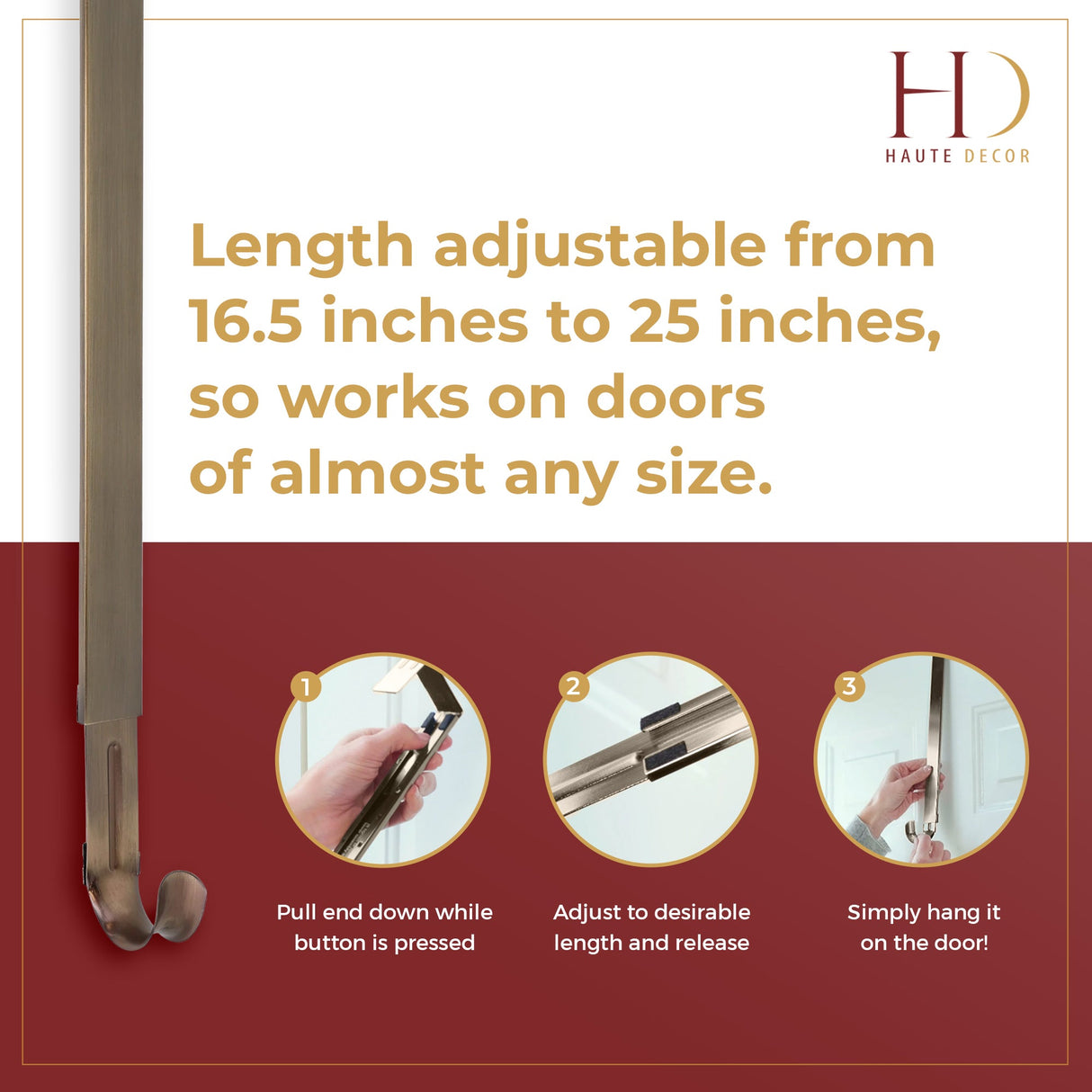 Wreath Hangers - Adapt?äó Adjustable Wreath Hanger With Flag Icon - Antique Brass