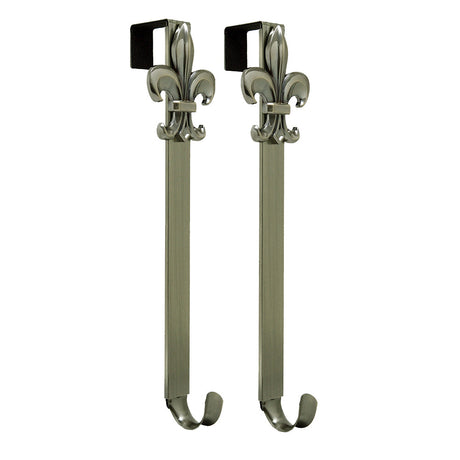 Wreath Hangers - Adapt?äó Adjustable Wreath Hanger With Fleur-de-lis Icon - Antique Brass 2 Pack
