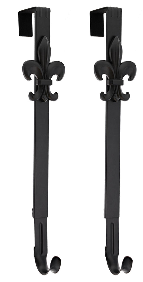 Wreath Hangers - Adapt?äó Adjustable Wreath Hanger With Fleur-de-lis Icon - Black 2 Pack