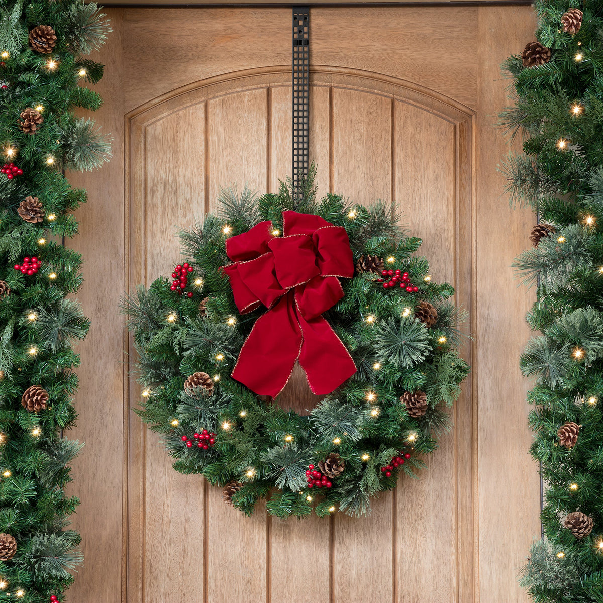 Wreath Hangers - Hook & Lattice?äó Adjustable Length Wreath Hanger, Matte Black