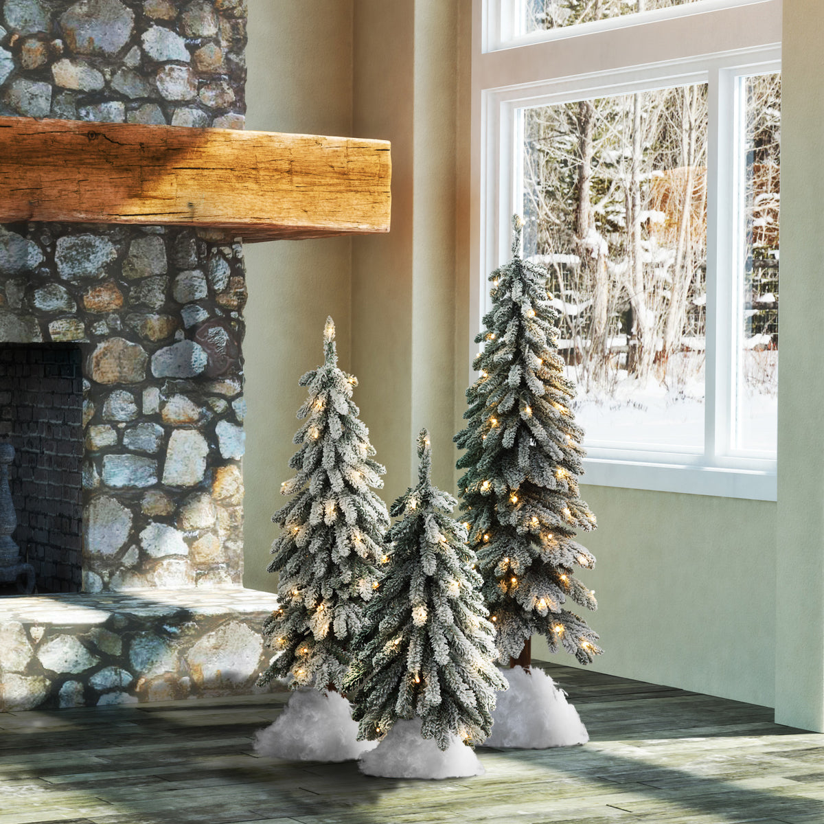 Alpine Christmas Tree Collection, Set of 3 (2 ft, 3 ft, 4 ft)