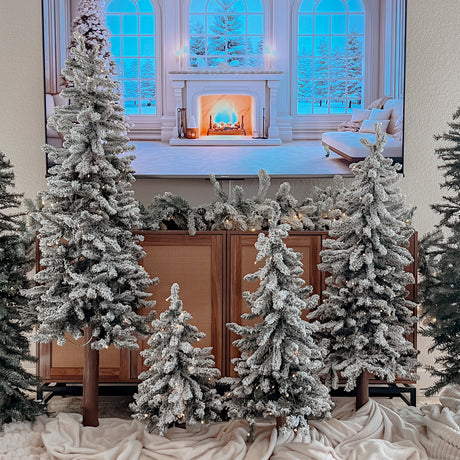 2 Foot Lightly Flocked Alpine Tree with Soft White LED Lights and Timer