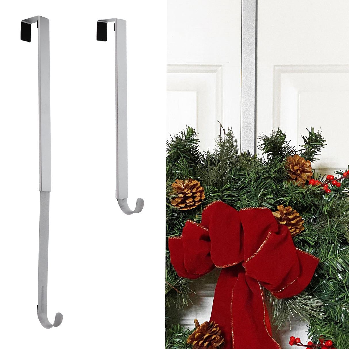 Adapt Adjustable Length Wreath Hanger - Textured Silver