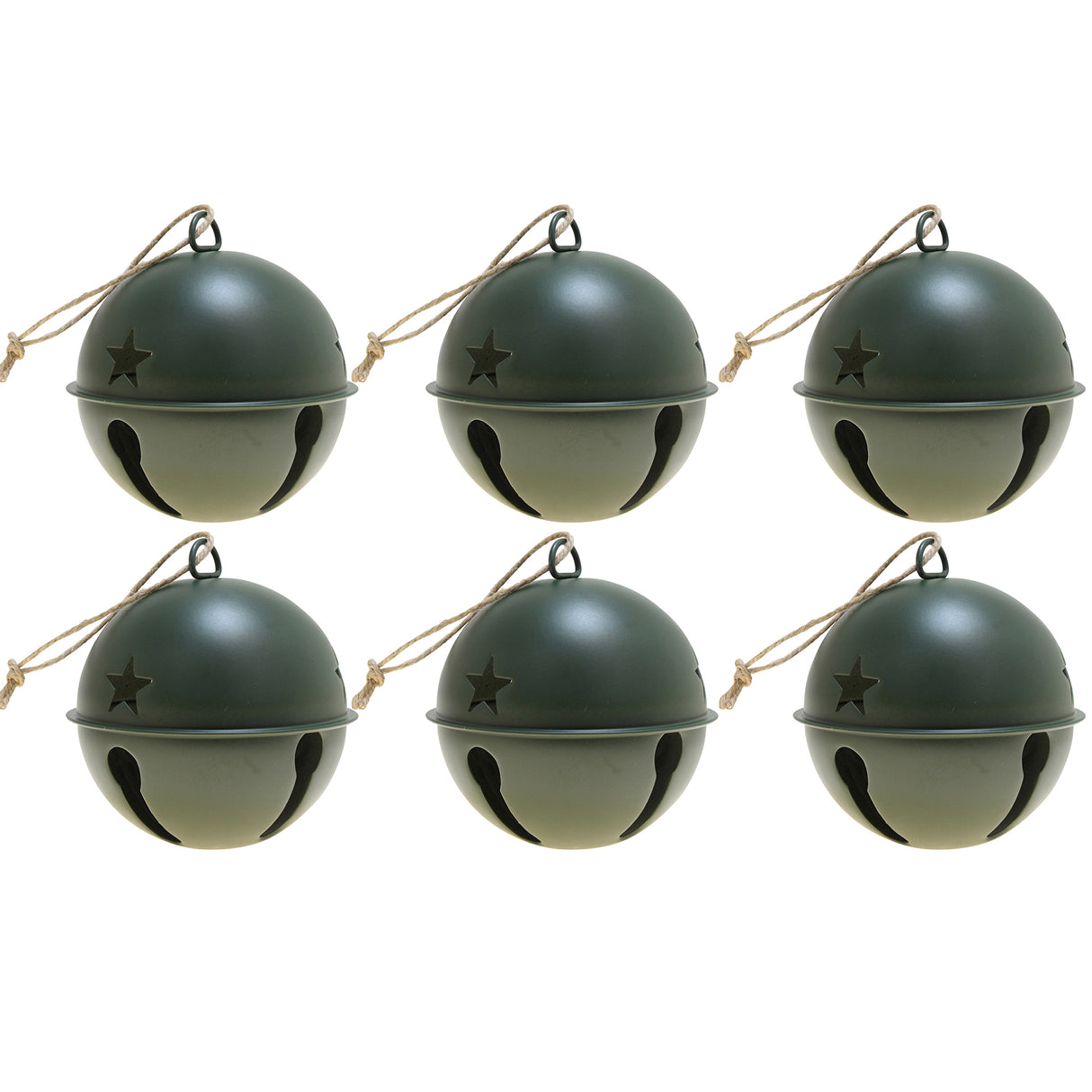 Jingle Bell Ornaments (large version) - 6 Pack - Green