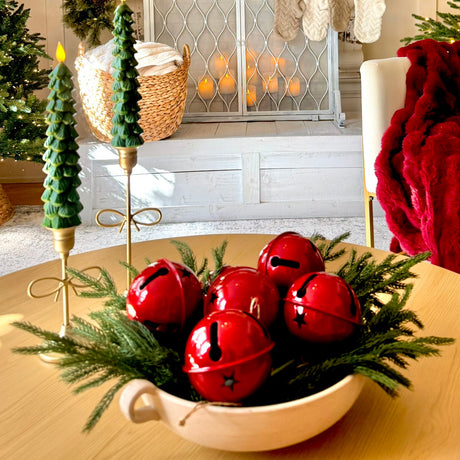 Jingle Bell Ornaments (large version) - 6 Pack - Shiny Red