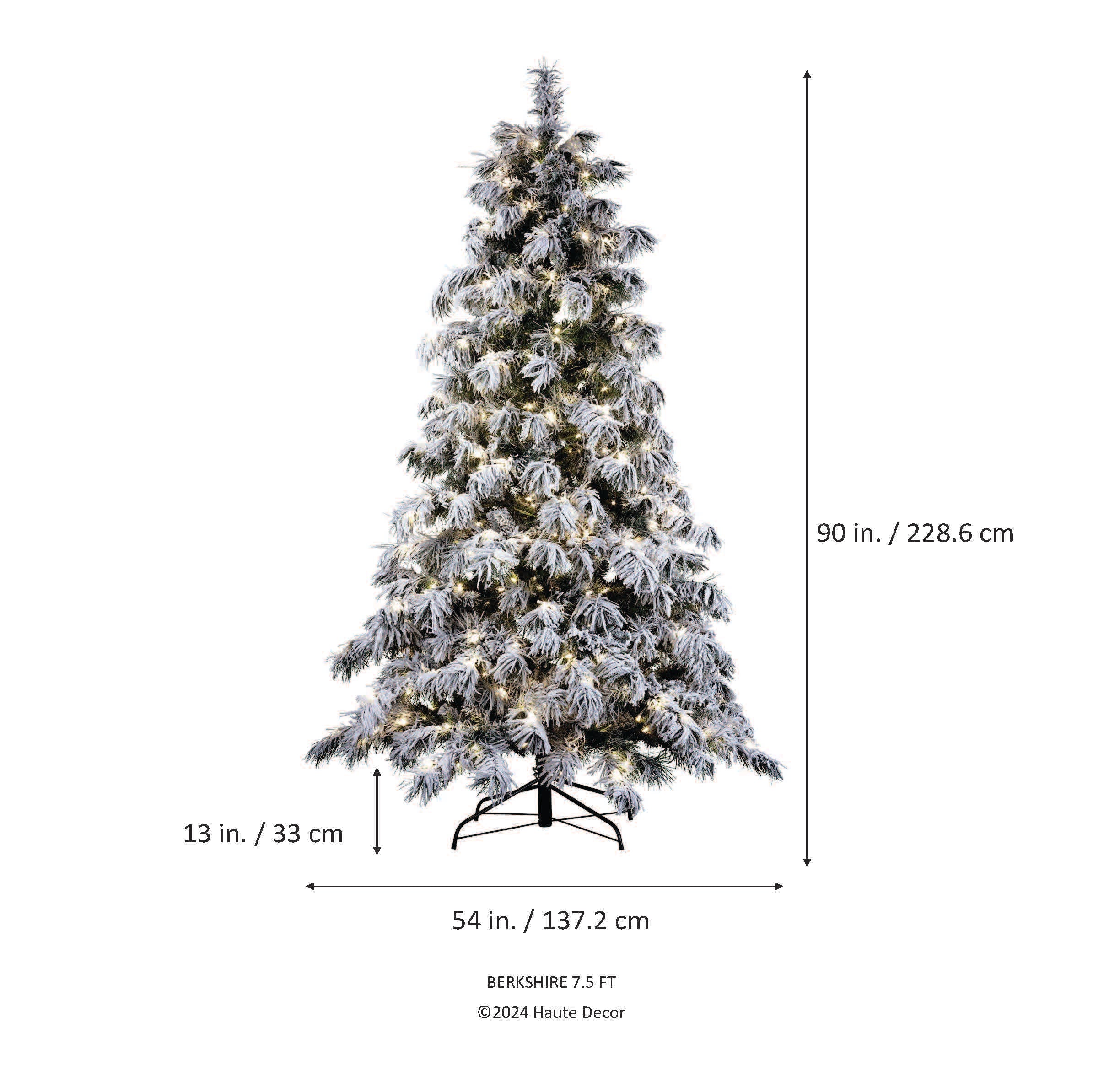 7.5 Foot Pre lit Berkshire Flocked Artificial Christmas Tree Haute Decor