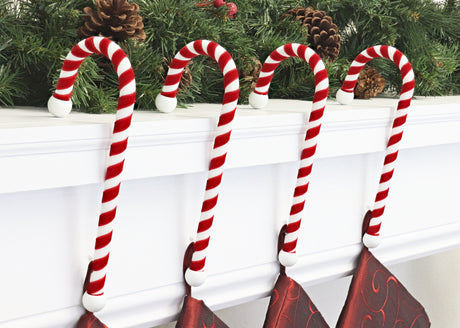 Candy Cane Stocking Holder - 4 Pack - Velvet