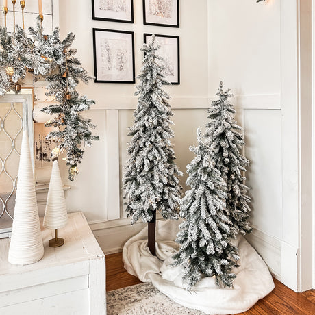 3 Foot Lightly Flocked Alpine Tree with Soft White LED Lights and Timer