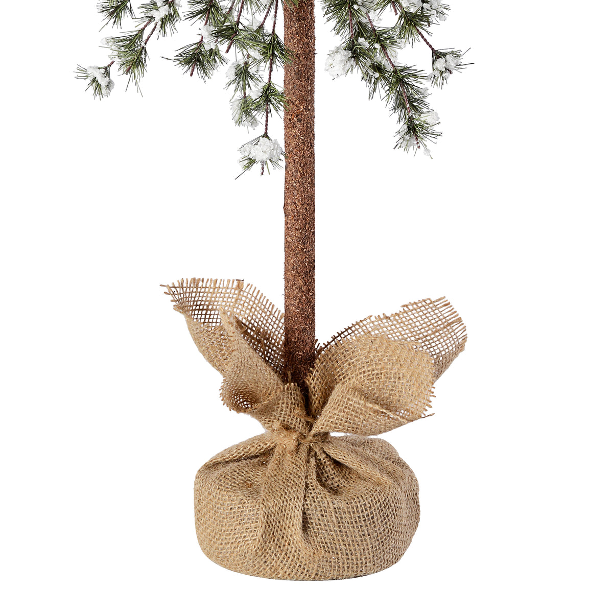 Snow Capped 36 Inch Tall Unlit Alpine Tree with Wrapped Burlap Base