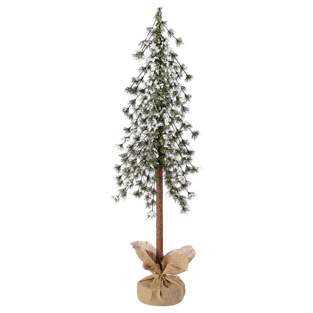 Snow Capped 36 Inch Tall Unlit Alpine Tree with Wrapped Burlap Base