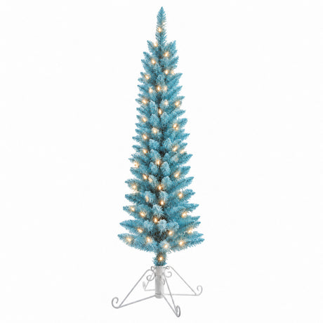 4 Foot Prelit Cotton Candy Fir Christmas Tree with 50 Incandescent Lights (Unflocked Blue)