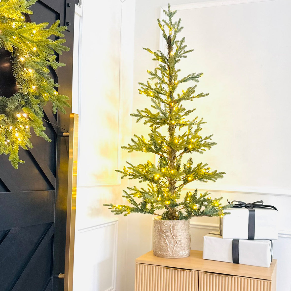 5 Foot Pre-lit Timberland Fir Potted Christmas Tree – Haute Decor