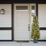 5 Foot Pre-Lit Classic Potted Christmas Tree with 200 Warm White LED Lights, Red Berries, and Real Pinecones - Potted Tree for Front Porch, Indoor or Outdoor Use