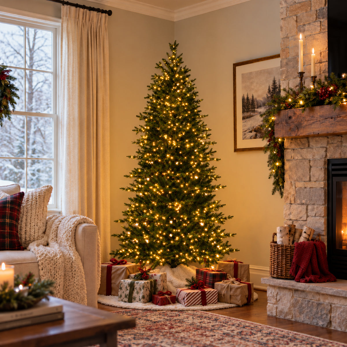7 Foot Pre-lit Asheville Slim Christmas Tree