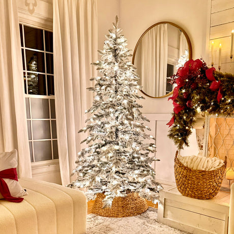 7 Ft. Holland Snow PE Fir Tree with Warm White T5 LED Lights, Foot Pedal & Quick Shape