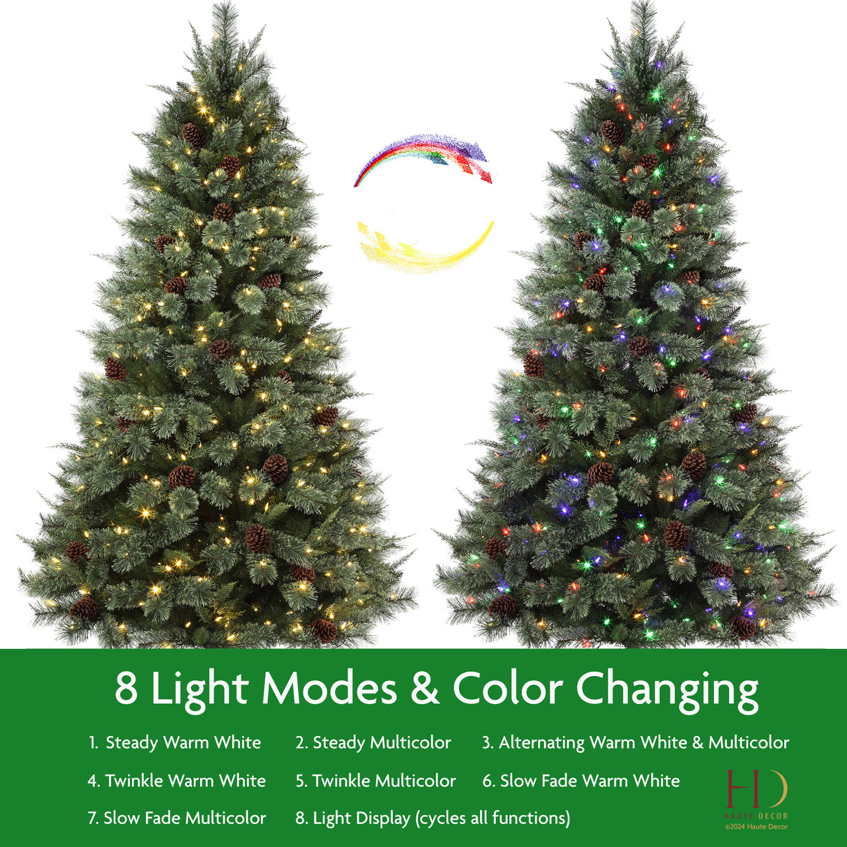 7 Ft. Cypress Cashmere Pine Tree with 8 Different Light Settings Including Twinkle and Multicolor