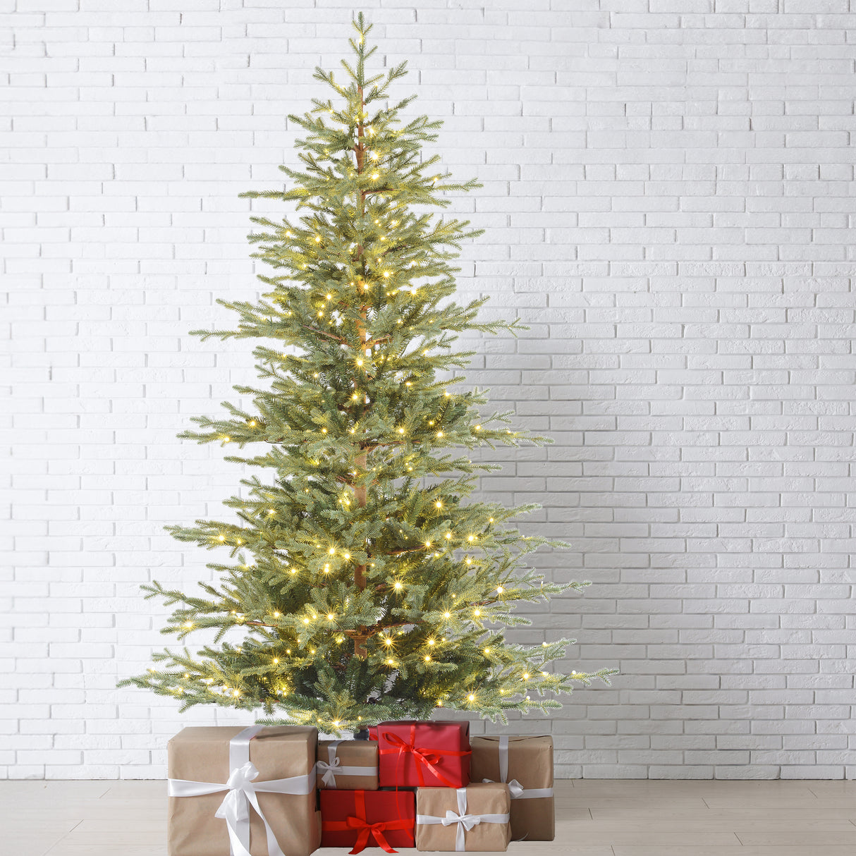 7 Foot Pre-Lit Alberta Alpine Fir Christmas Tree with 400 Warm White LED Lights