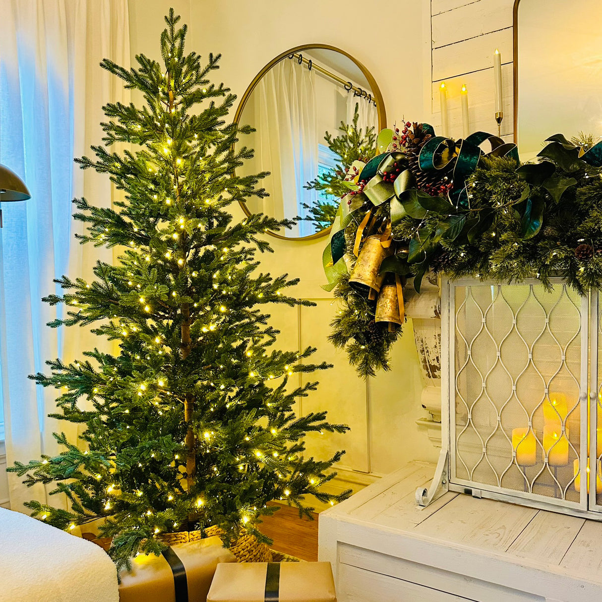 7 Foot Pre-Lit Alberta Alpine Fir Christmas Tree with 400 Warm White LED Lights