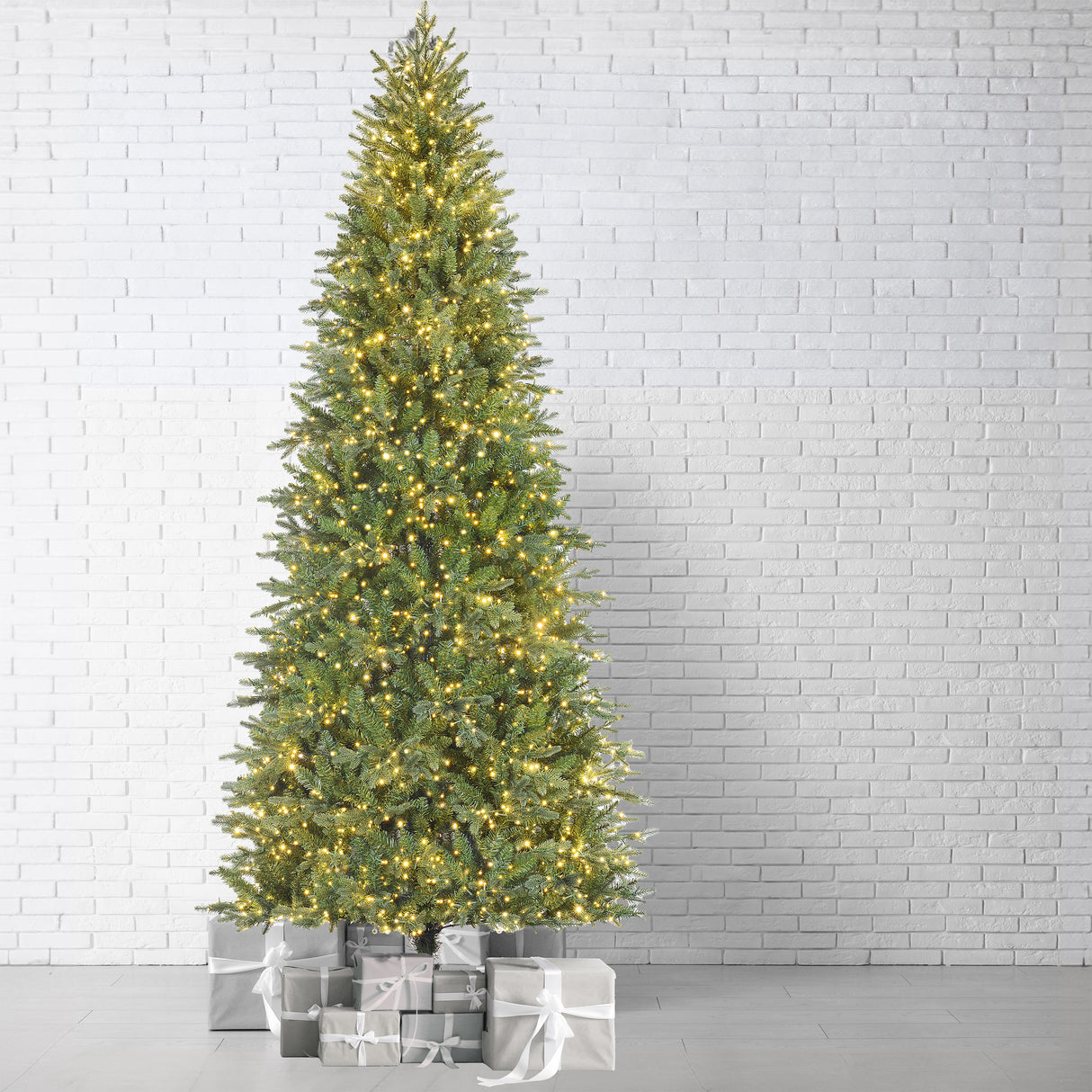 9 Foot Queensbury Fir with 2700 Cluster 8-Function LED lights, including Twinkle - Extra Tall Christmas Tree with Easy-Shape Branches