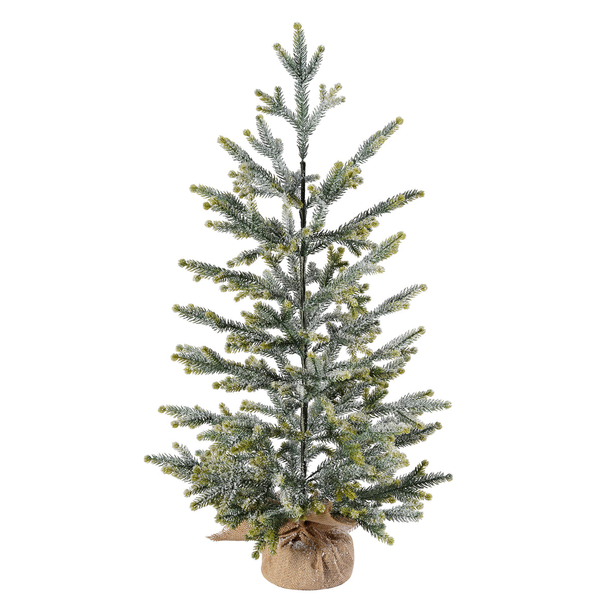 Frosted Fraser Fir 30 Inch Tall Unlit Tabletop Tree with Wrapped Burlap Base