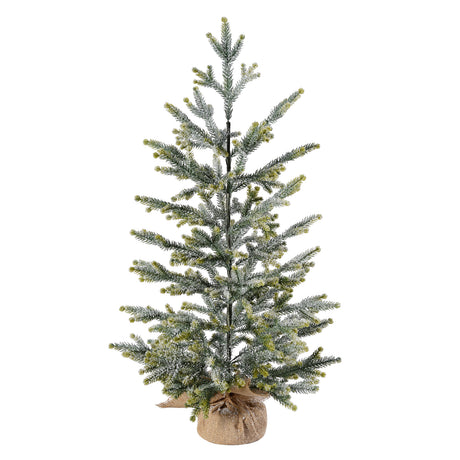 Frosted Fraser Fir 30 Inch Tall Unlit Tabletop Tree with Wrapped Burlap Base