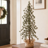 Snow Capped 30 Inch Tall Unlit Alpine Tree with Wrapped Burlap Base