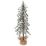 Snow Capped 30 Inch Tall Unlit Alpine Tree with Wrapped Burlap Base