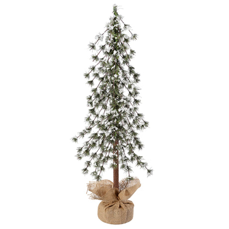 Snow Capped 30 Inch Tall Unlit Alpine Tree with Wrapped Burlap Base