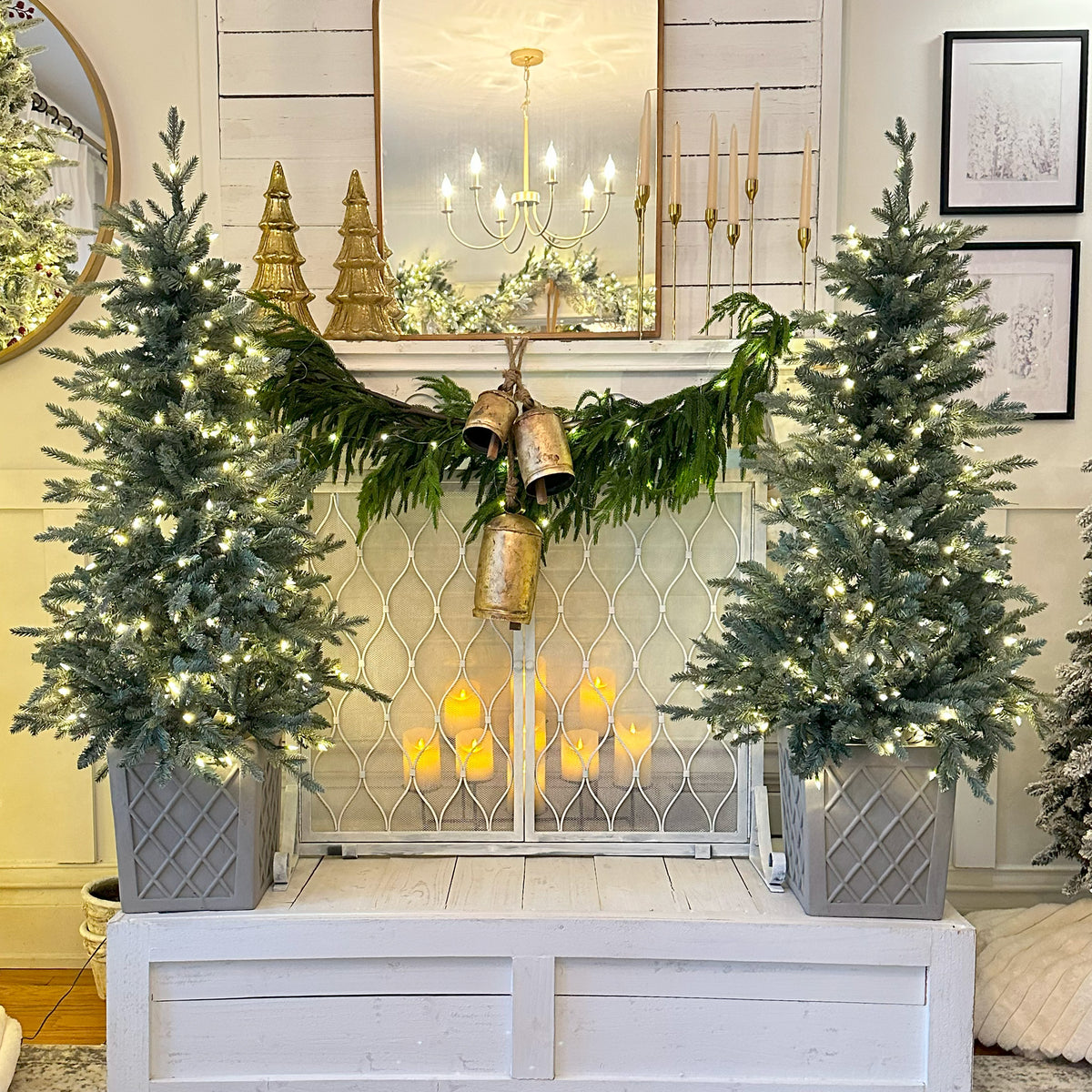 4.5 Ft. Barcelona Blue Spruce Potted Tree (Set of 2)
