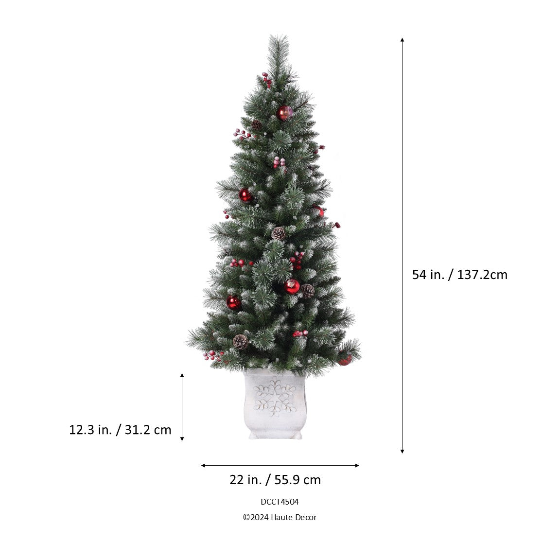 4.5 Ft. Frosted Ithica Pine Potted Christmas Tree with Soft White C3 LED Lights