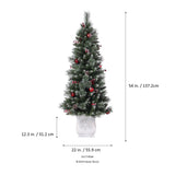 4.5 Ft. Frosted Ithica Pine Potted Christmas Tree with Soft White C3 LED Lights