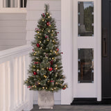 4.5 Ft. Frosted Ithica Pine Potted Christmas Tree with Soft White C3 LED Lights