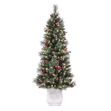 4.5 Ft. Frosted Ithica Pine Potted Christmas Tree with Soft White C3 LED Lights