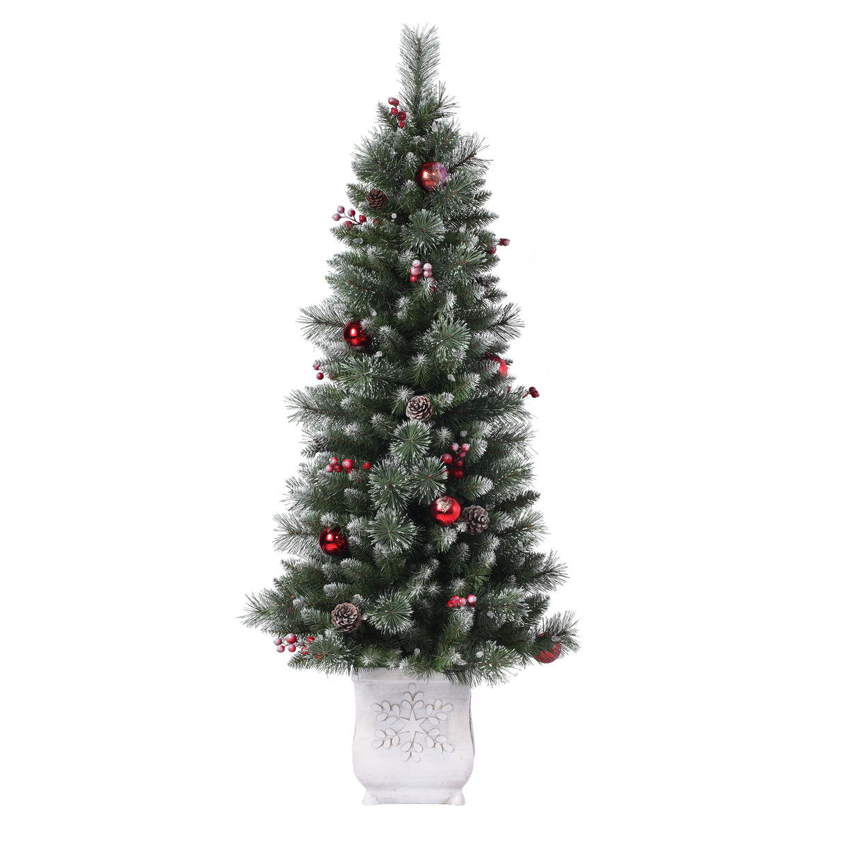 4.5 Ft. Frosted Ithica Pine Potted Christmas Tree with Soft White C3 LED Lights