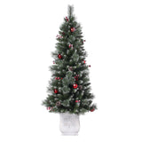 4.5 Ft. Frosted Ithica Pine Potted Christmas Tree with Soft White C3 LED Lights